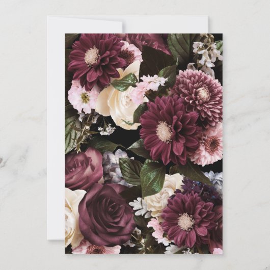 Euforie Bourgondië en roze rustieke bloemenbruilof Kaart (Achterkant)