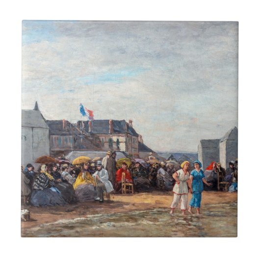 Eugene Boudin - Badtijd in Trouville Tegeltje (Voorkant)