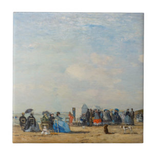 Eugene Boudin - Bijeenkomst op het strand Tegeltje