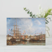 Eugene Boudin - Feest in de haven van Honfleur Bedankkaart (Staand voorkant)