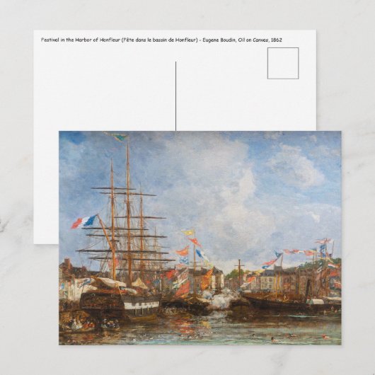 Eugene Boudin - Feest in de haven van Honfleur Briefkaart (Voorkant / Achterkant)