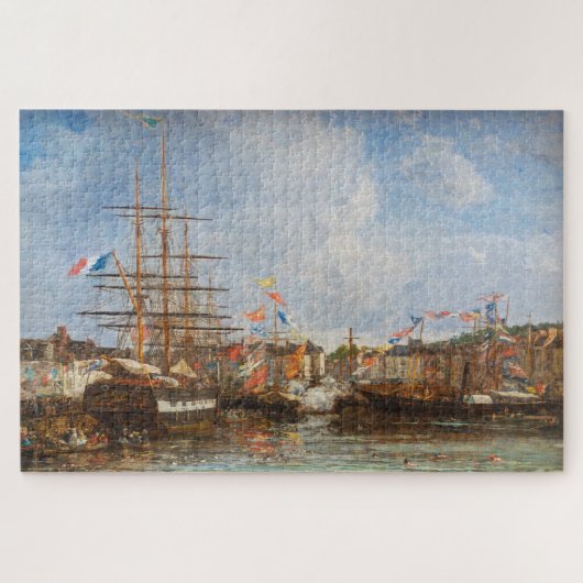 Eugene Boudin - Feest in de haven van Honfleur Legpuzzel (Horizontaal)