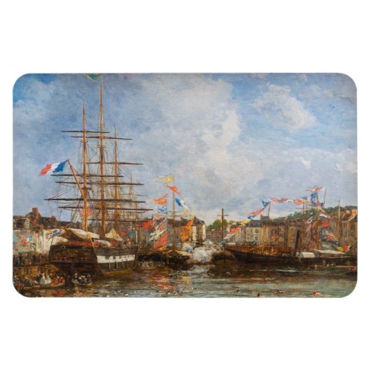 Eugene Boudin - Feest in de haven van Honfleur Magneet (Horizontaal)
