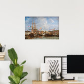 Eugene Boudin - Feest in de haven van Honfleur Poster (Thuiskantoor)