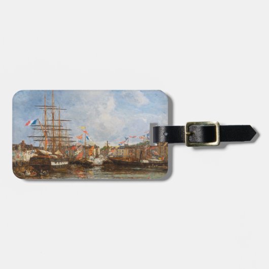 Eugene Boudin - Festival in de haven van Honfleur Bagagelabel (Voorkant horizontaal)