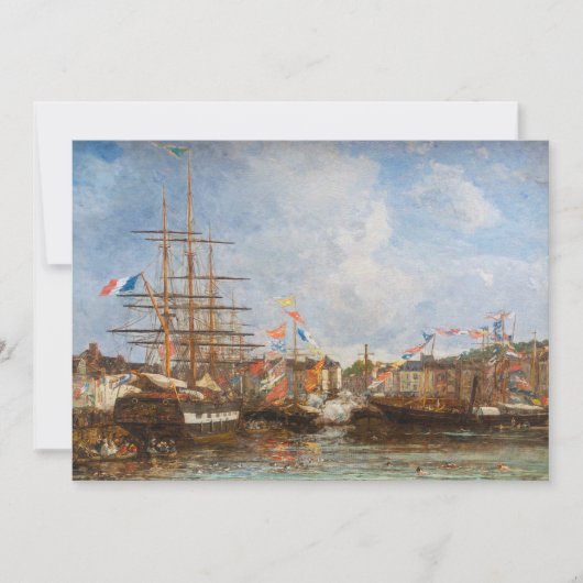 Eugene Boudin - Festival in de haven van Honfleur Bedankkaart (Voorkant)
