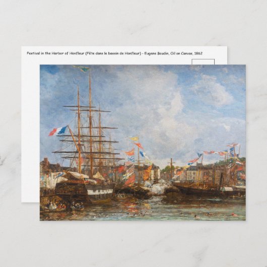 Eugene Boudin - Festival in de haven van Honfleur Briefkaart (Voorkant / Achterkant)
