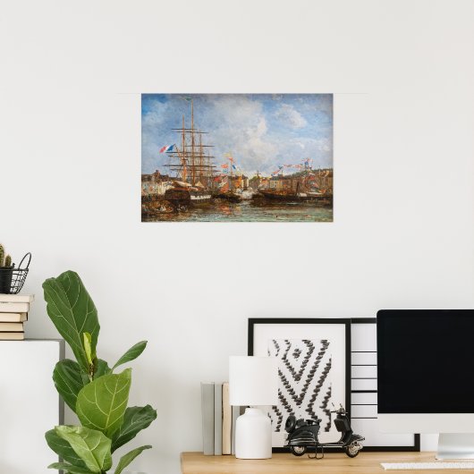 Eugene Boudin - Festival in de haven van Honfleur Poster (Thuiskantoor)