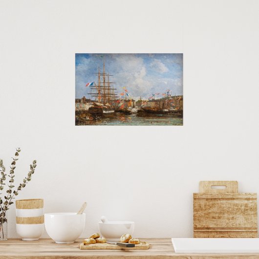 Eugene Boudin - Festival in de haven van Honfleur Poster (Keuken)
