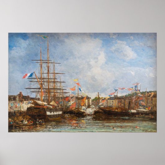 Eugene Boudin - Festival in de haven van Honfleur Poster (Voorkant)