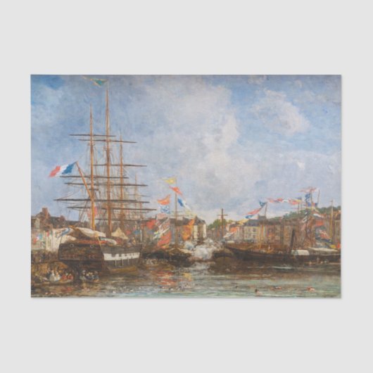 Eugene Boudin - Festival in de haven van Honfleur Tissuepapier (Voorkant)
