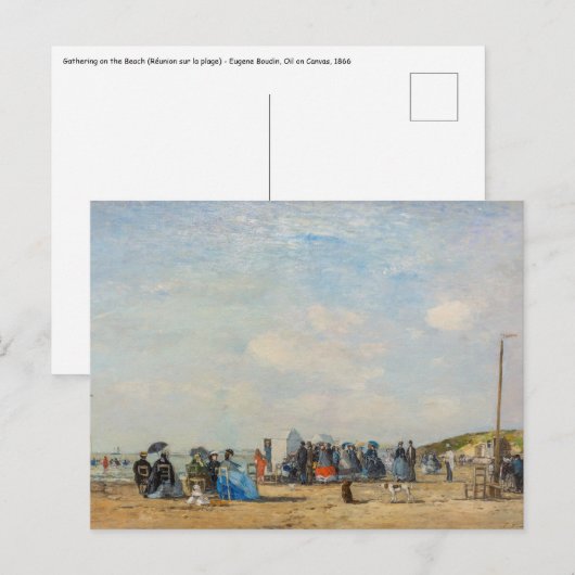 Eugene Boudin - Verzamelen op het strand Briefkaart (Voorkant / Achterkant)
