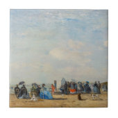 Eugene Boudin - Verzamelen op het strand Tegeltje (Voorkant)