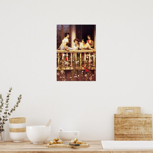 Eugene de Blaas - Balcony Academicism Painting Poster (Keuken)