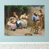 Eugene de Blaas: Het hofmaken - 16K Fine Art Rust Canvas Afdruk (Insitu (Houten vloer))