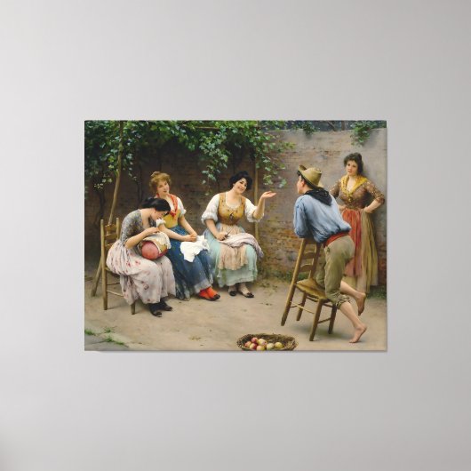 Eugene de Blaas: Het hofmaken - 16K Fine Art Rust Canvas Afdruk (Voorkant)