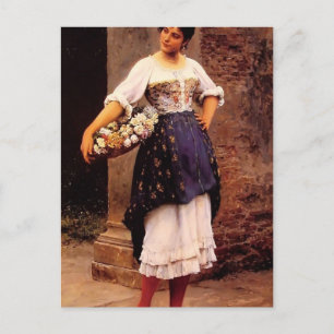 Eugene de Blaas- Venetiaanse bloemverkoper Briefkaart
