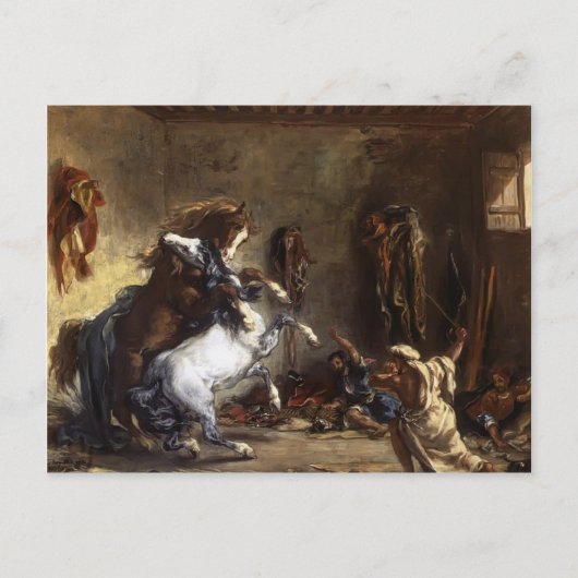 Eugene Delacroix - Arabische paarden vechten in ee Briefkaart (Voorkant)