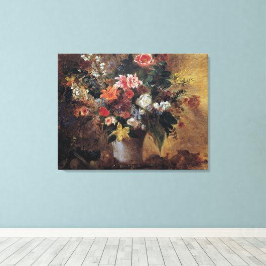Eugene Delacroix  Bouquet van Bloemen Canvas Afdruk (Insitu (Houten vloer))