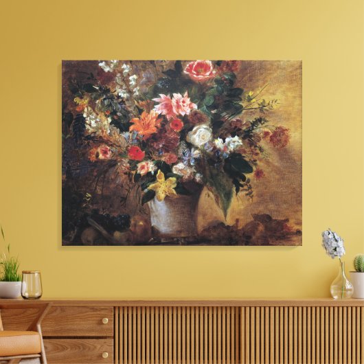 Eugene Delacroix  Bouquet van Bloemen Canvas Afdruk (Insitu (Woonkamer))