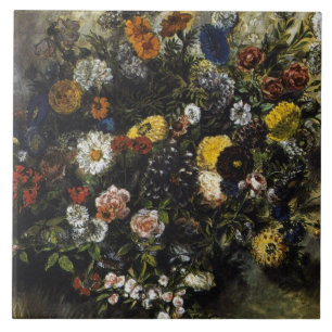 Eugene Delacroix Bouquet van Bloemen Tegeltje