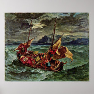 Eugene Delacroix - Christus in het Zee van Galilea Poster