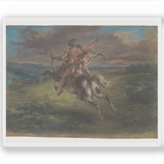 Eugène Delacroix - De opvoeding van Achilles Sticker (Voorkant)