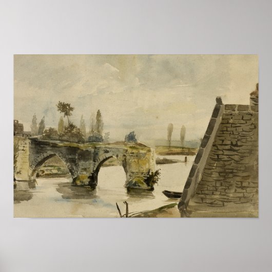 Eugene Delacroix - De oude brug bij Nantes Poster (Voorkant)