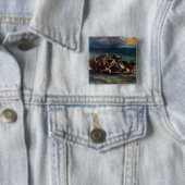 Eugene Delacroix - De schipbreuk van Don Juan Vierkante Button 5,1 Cm (In situ)