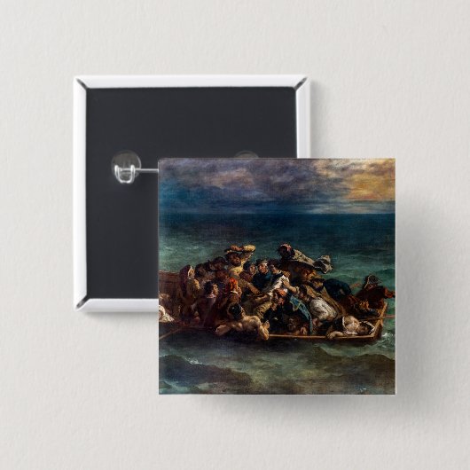 Eugene Delacroix - De schipbreuk van Don Juan Vierkante Button 5,1 Cm (Voorkant /achterkant)