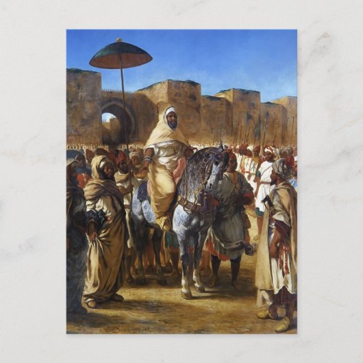 Eugene Delacroix- De sultan van Marokko vertrekt Briefkaart (Voorkant)
