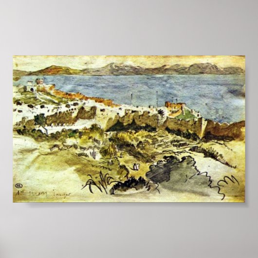 Eugene Delacroix - Golf van Tangier in Marokko Poster (Voorkant)