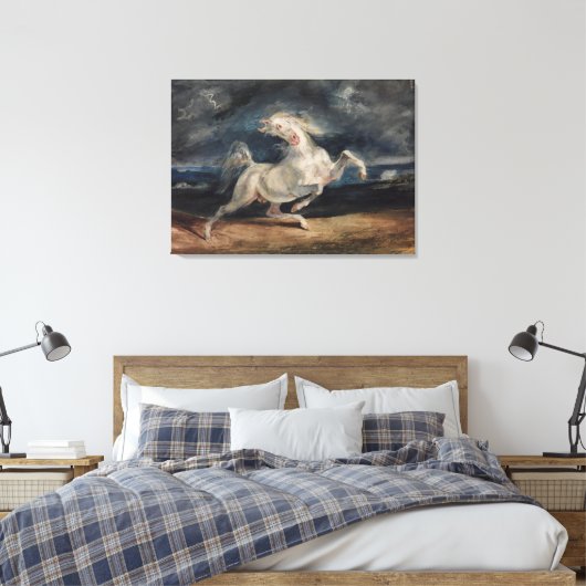 Eugene Delacroix Horse Gevoelig voor bliksem Canvas Afdruk (Insitu (Slaapkamer))