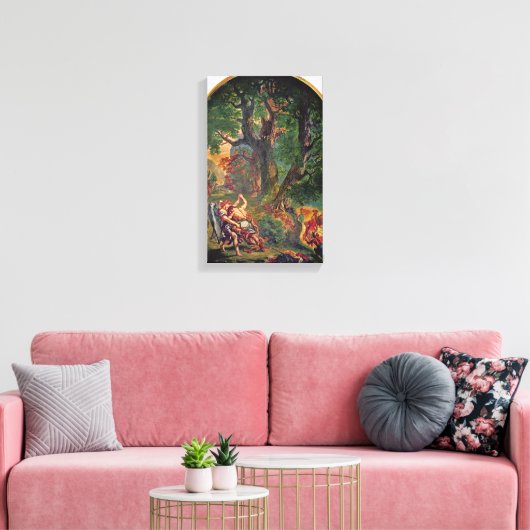 Eugene Delacroix - Jacob worstling met engel Canvas Afdruk (Insitu (Woonkamer))
