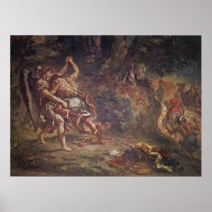 Eugene Delacroix - Jacob worstling met engel Poster