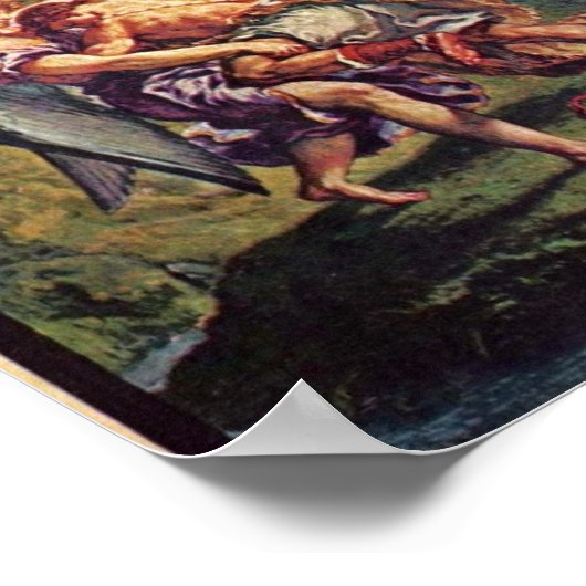 Eugene Delacroix - Jacob worstling met engel Poster (Hoek)