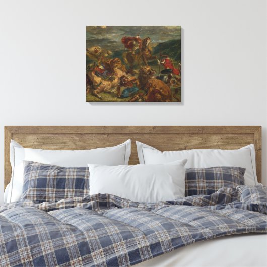 Eugene Delacroix - Lion Hunt Canvas Afdruk (Insitu (Slaapkamer))