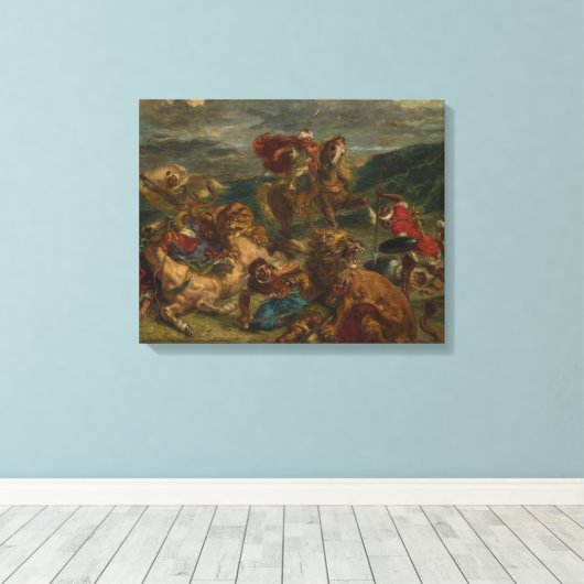 Eugene Delacroix - Lion Hunt Canvas Afdruk (Insitu (Houten vloer))