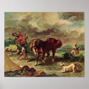 Eugene Delacroix - Marokko en zijn paard Poster