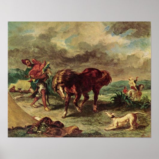 Eugene Delacroix - Marokko en zijn paard Poster (Voorkant)