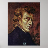 Eugene Delacroix - Portret van Frederic Chopin Poster (Voorkant)