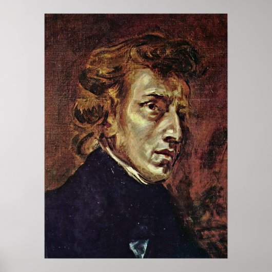 Eugene Delacroix - Portret van Frederic Chopin Poster (Voorkant)