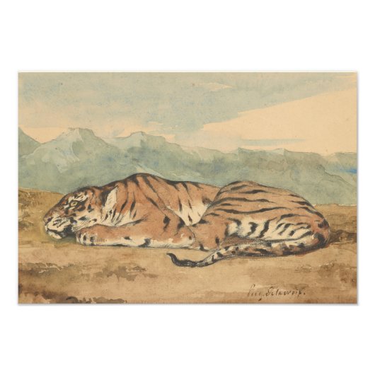 Eugene Delacroix - Royal Tiger Foto Afdruk (Voorkant)