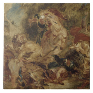 Eugene Delacroix - The Lion Hunt Tegeltje