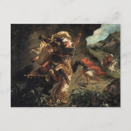 Eugene Delacroix- Tiger Hunt Briefkaart (Voorkant)