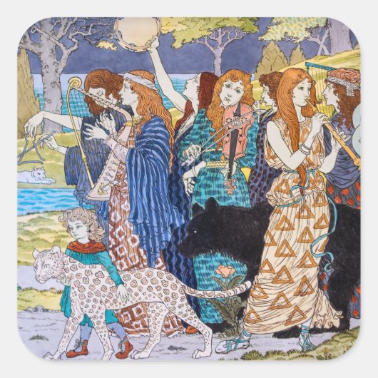 Eugene Grasset - Harmonie decoratief paneel Vierkante Sticker (Voorkant)