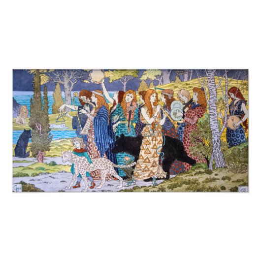 Eugene Grasset - Harmonieus decoratief paneel Foto Afdruk (Voorkant)