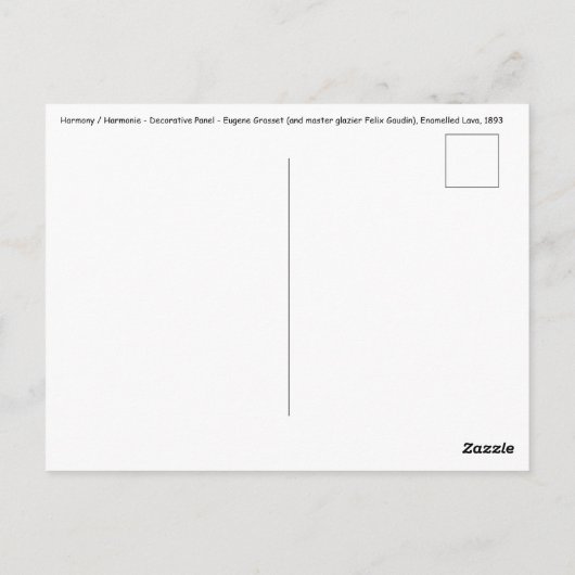 Eugene Grasset - Harmony Decorative Panel Briefkaart (Achterkant)
