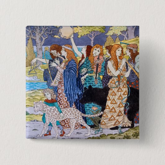 Eugene Grasset - Harmony Decorative Panel Vierkante Button 5,1 Cm (Voorkant)
