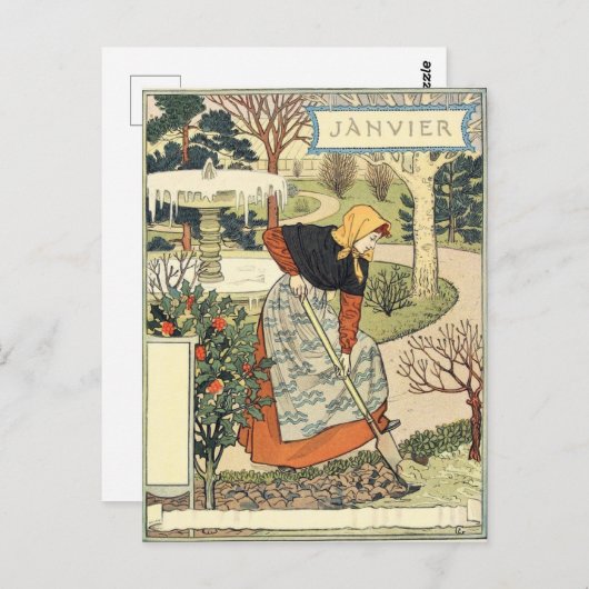 Eugène Grasset janvier Briefkaart (Voorkant / Achterkant)